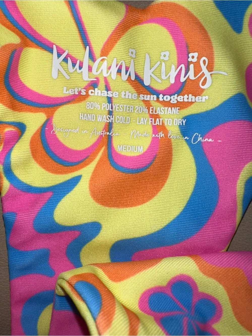 Kulani Kinis “Lovey Dovey” Floral Bikini in Pink, Blue & Yellow medium nwot
